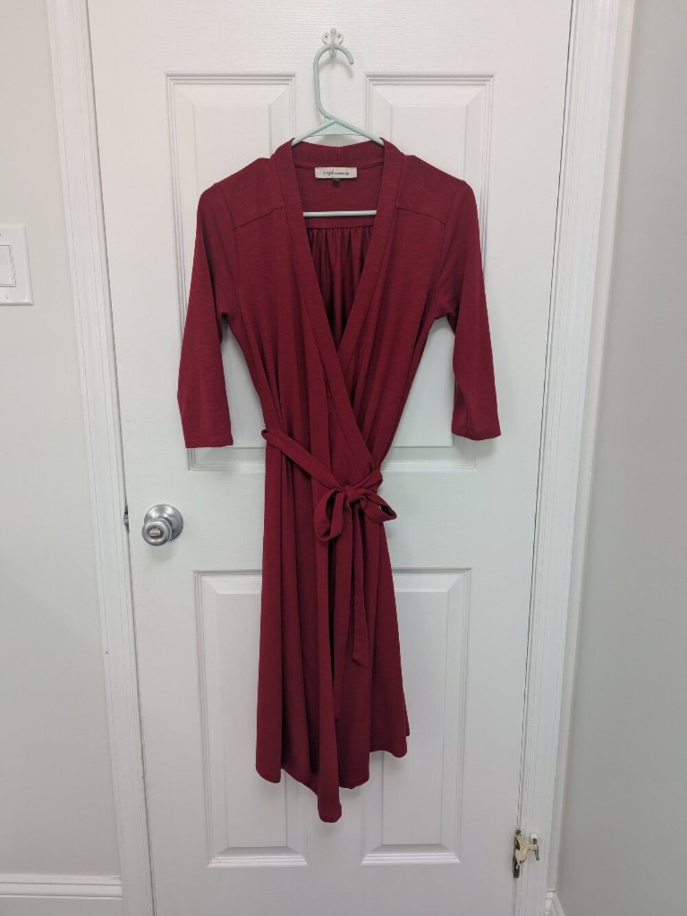Angel Maternity three-quarter sleeve wrap dress in red XS
